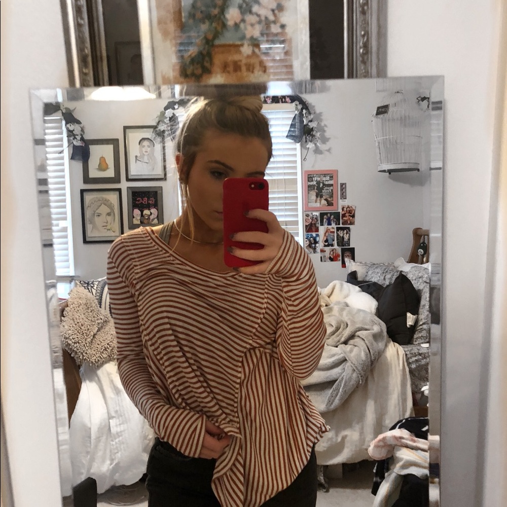 Loose striped Henley top